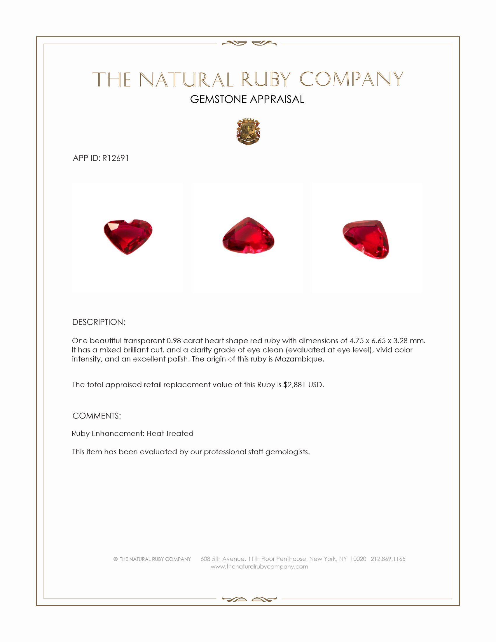 0.98 Ct. Ruby from Mozambique