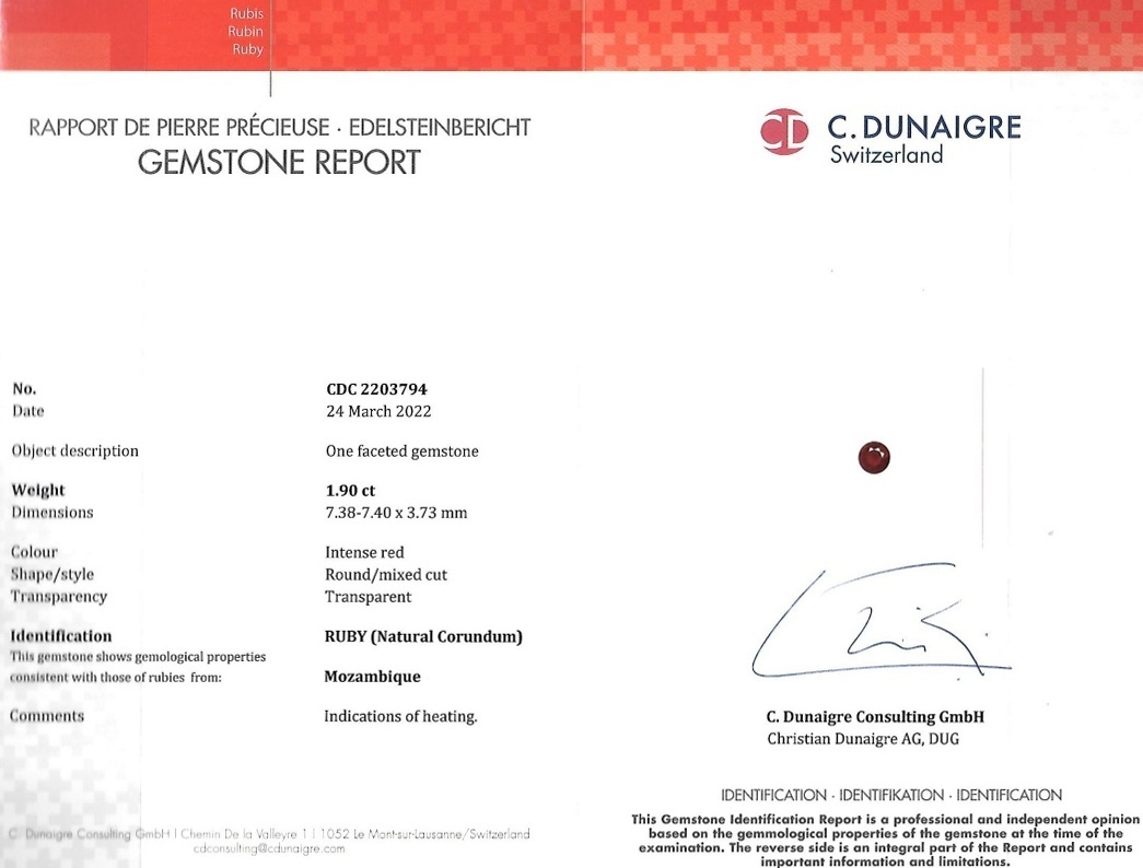 1.90 Ct. Ruby from Mozambique