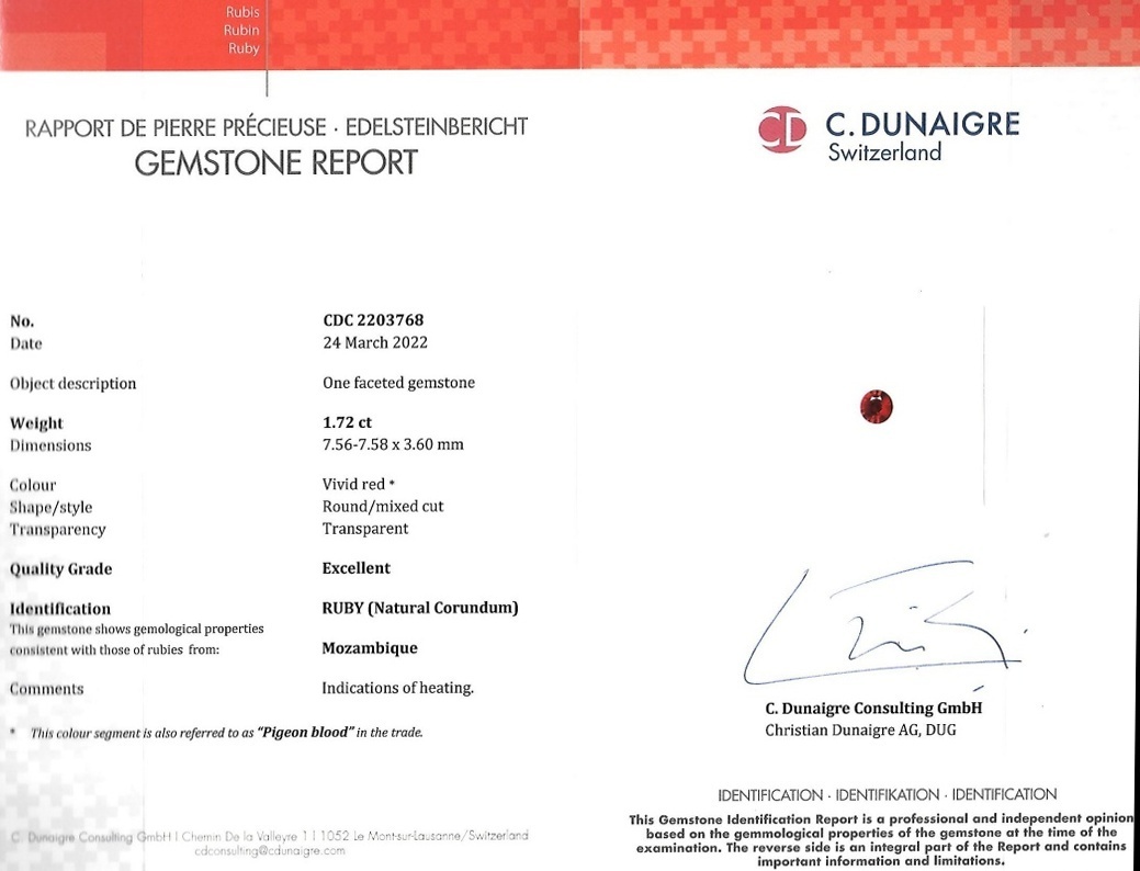 1.72 Ct. Ruby from Mozambique