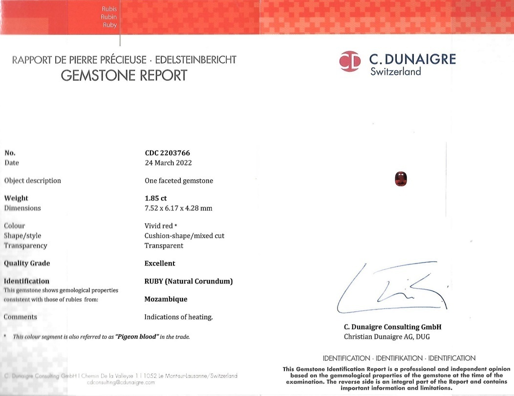 1.85 Ct. Ruby from Mozambique