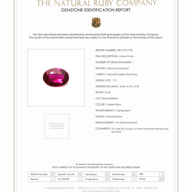 1.51 Ct. Ruby from Mozambique