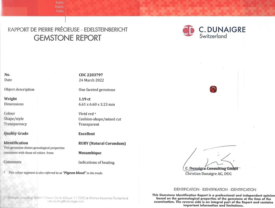 1.19 Ct. Ruby from Mozambique