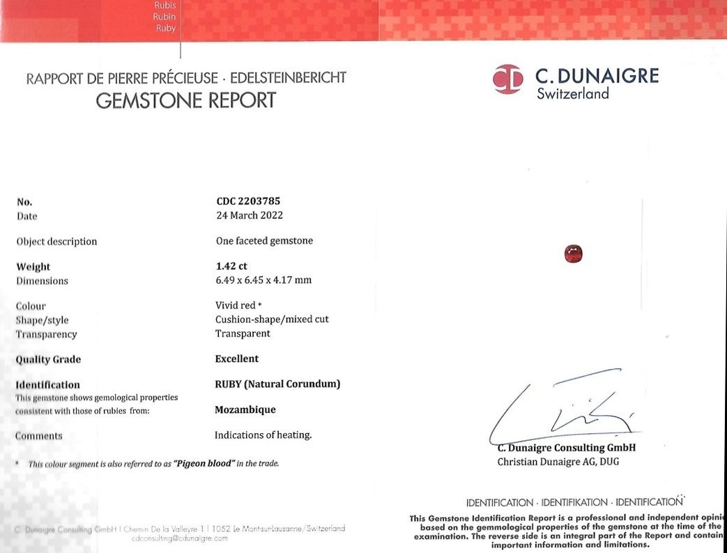 1.42 Ct. Ruby from Mozambique