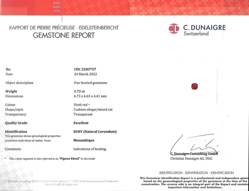 1.72 Ct. Ruby from Mozambique