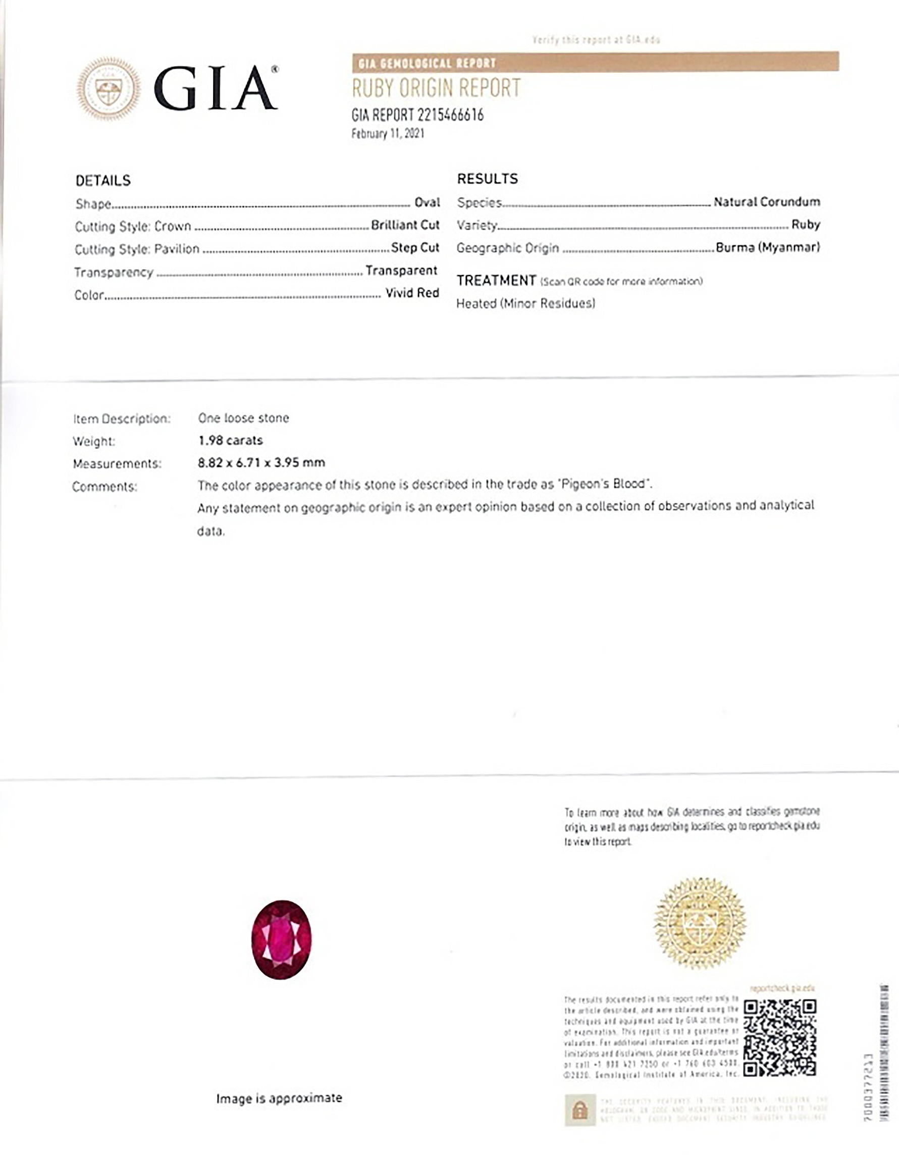 1.98 Ct. Ruby from Burma (Myanmar)