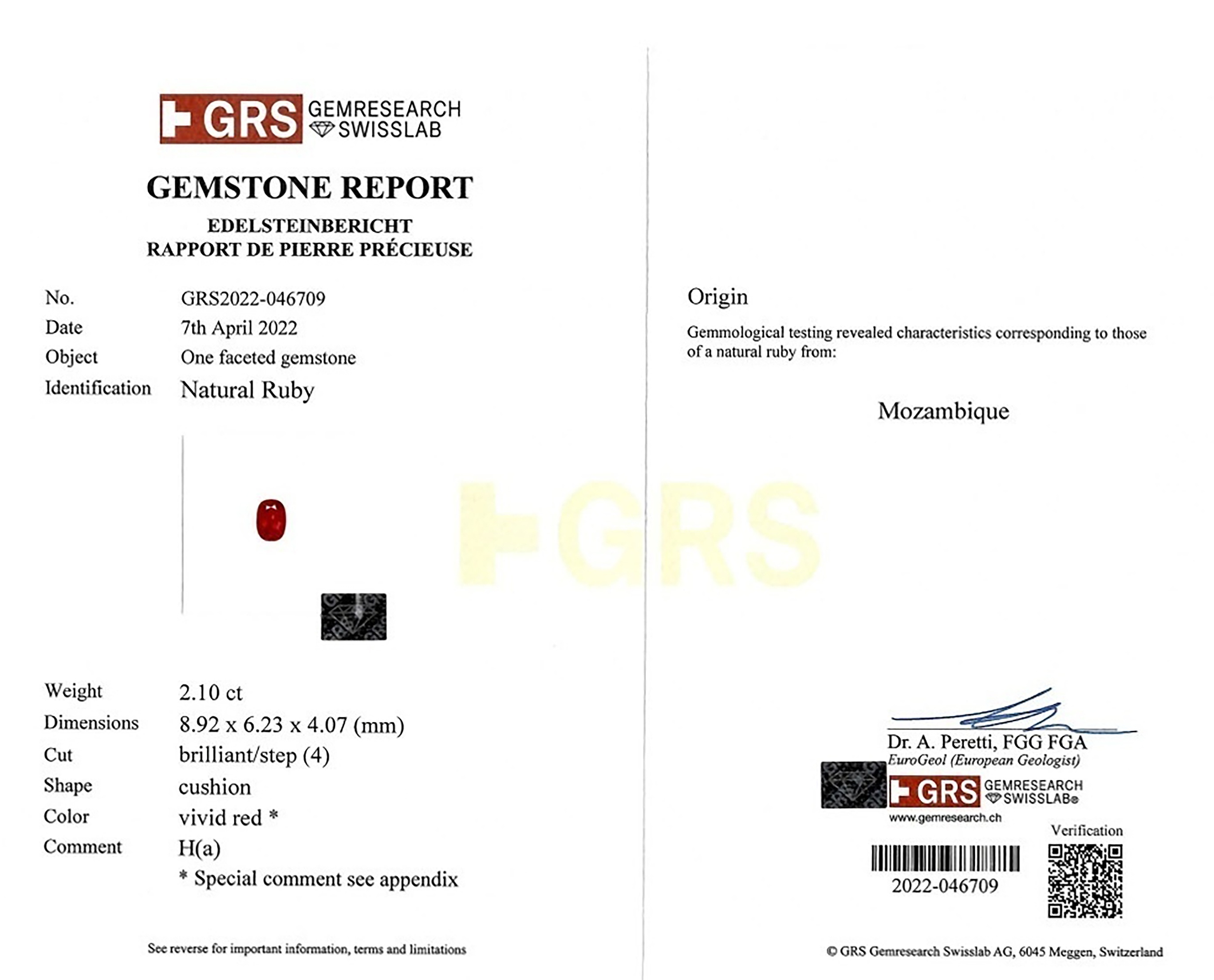 2.10 Ct. Ruby from Mozambique