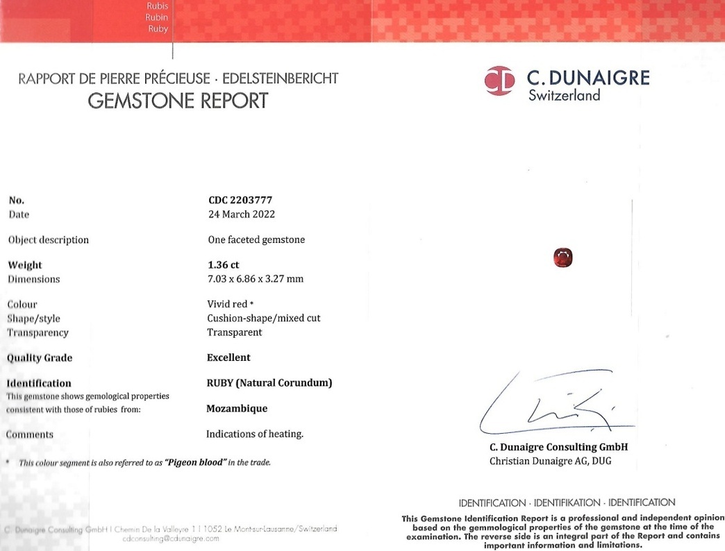 1.36 Ct. Ruby from Mozambique