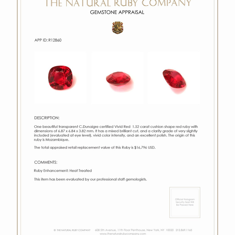 1.52 Ct. Ruby from Mozambique