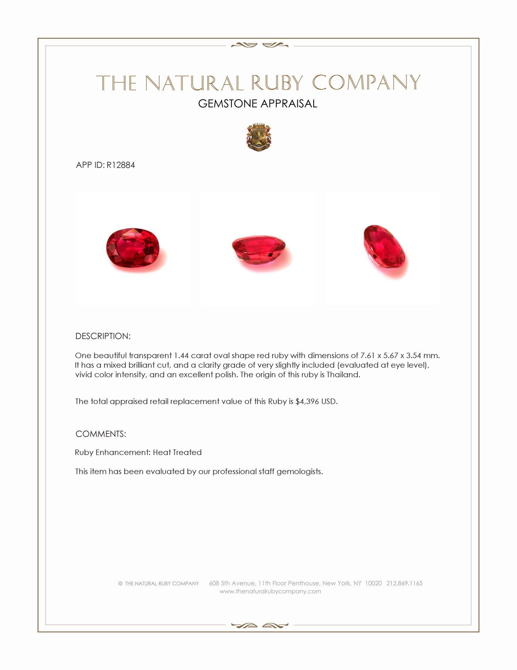 1.44 Ct. Ruby from Thailand