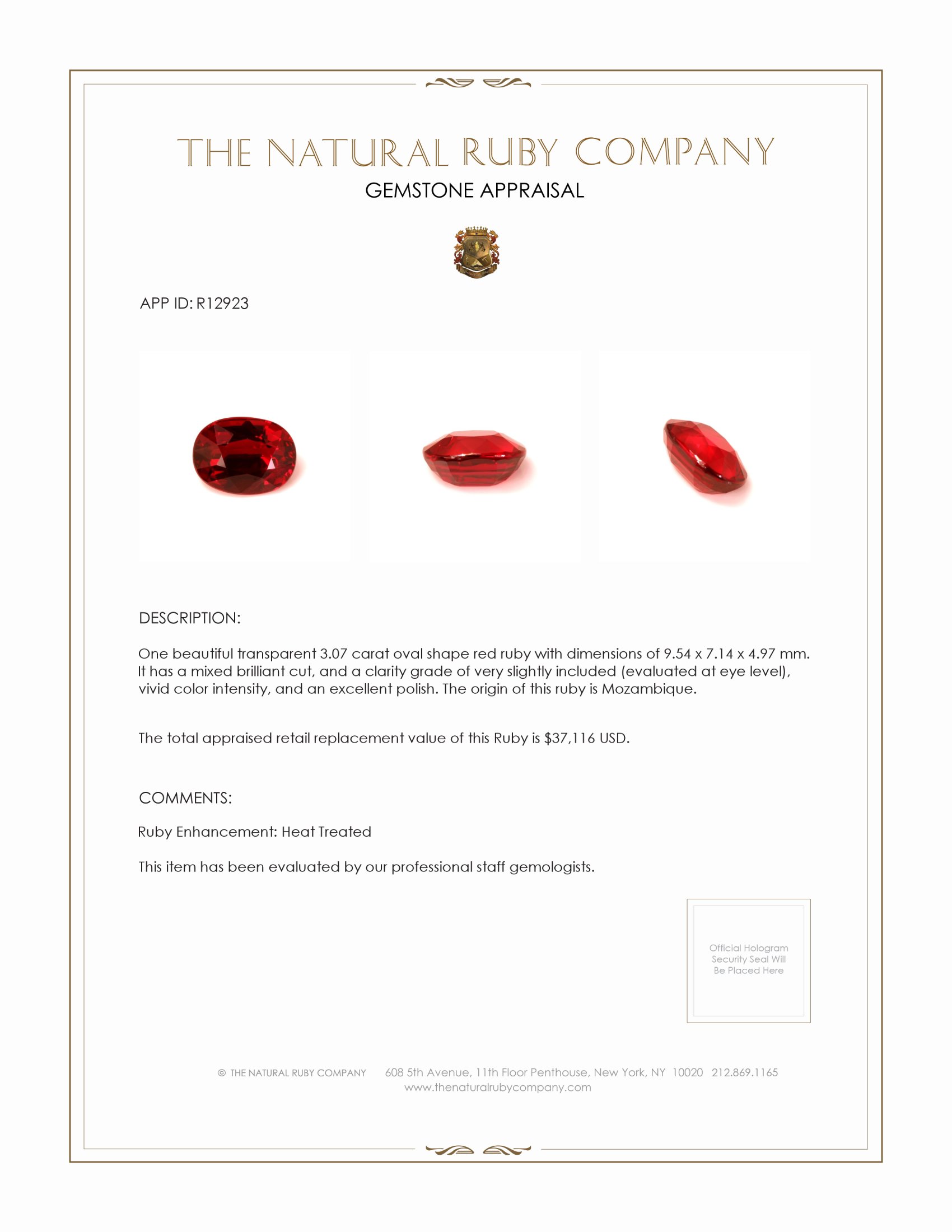 3.07 Ct. Ruby from Mozambique