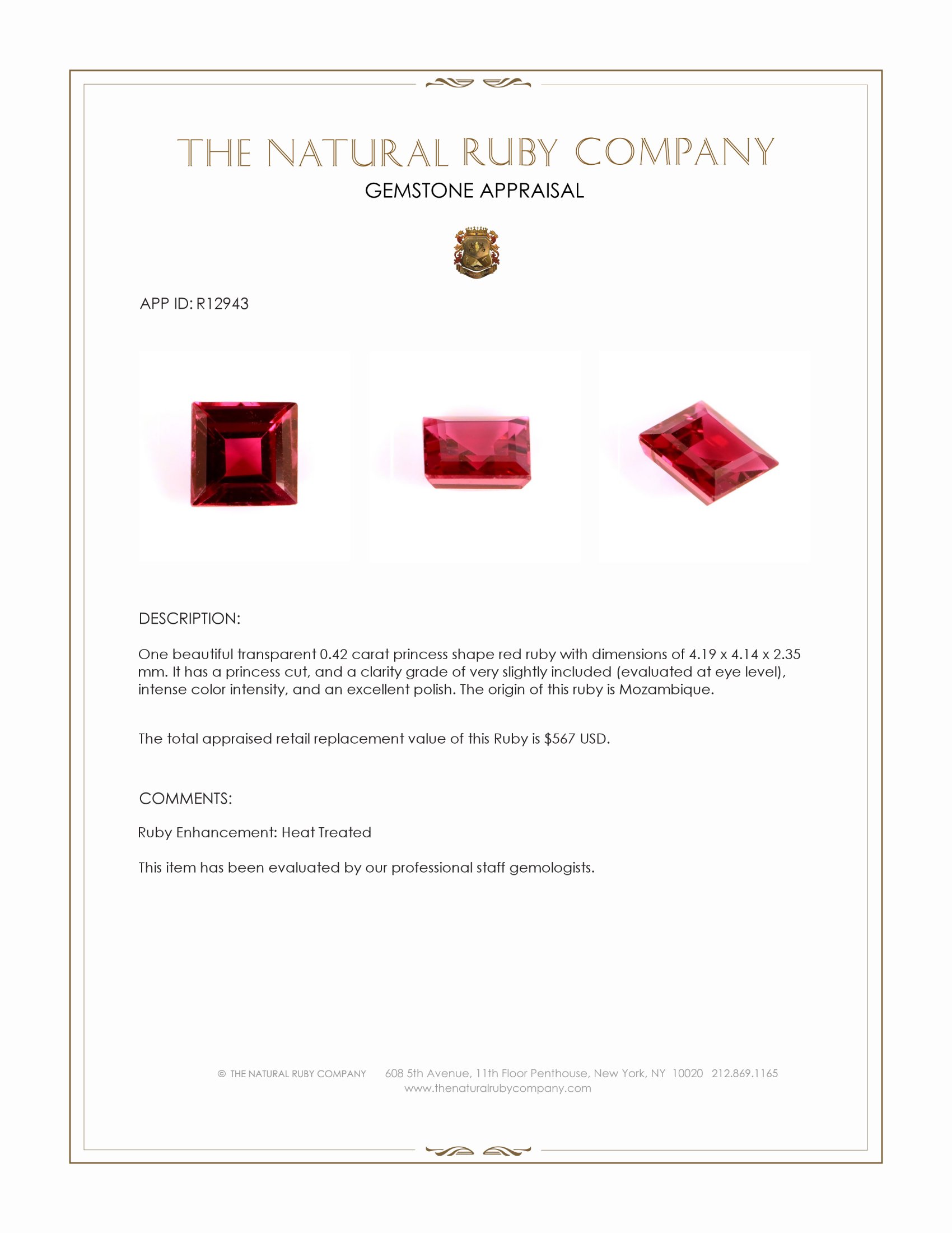 0.42 Ct. Ruby from Mozambique