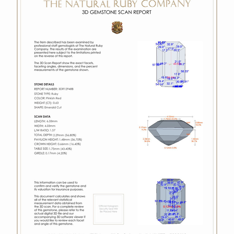 0.63 Ct. Ruby from Mozambique