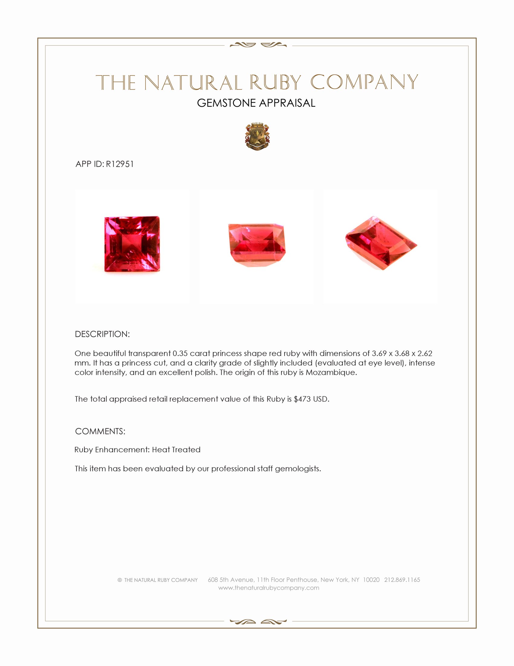 0.35 Ct. Ruby from Mozambique