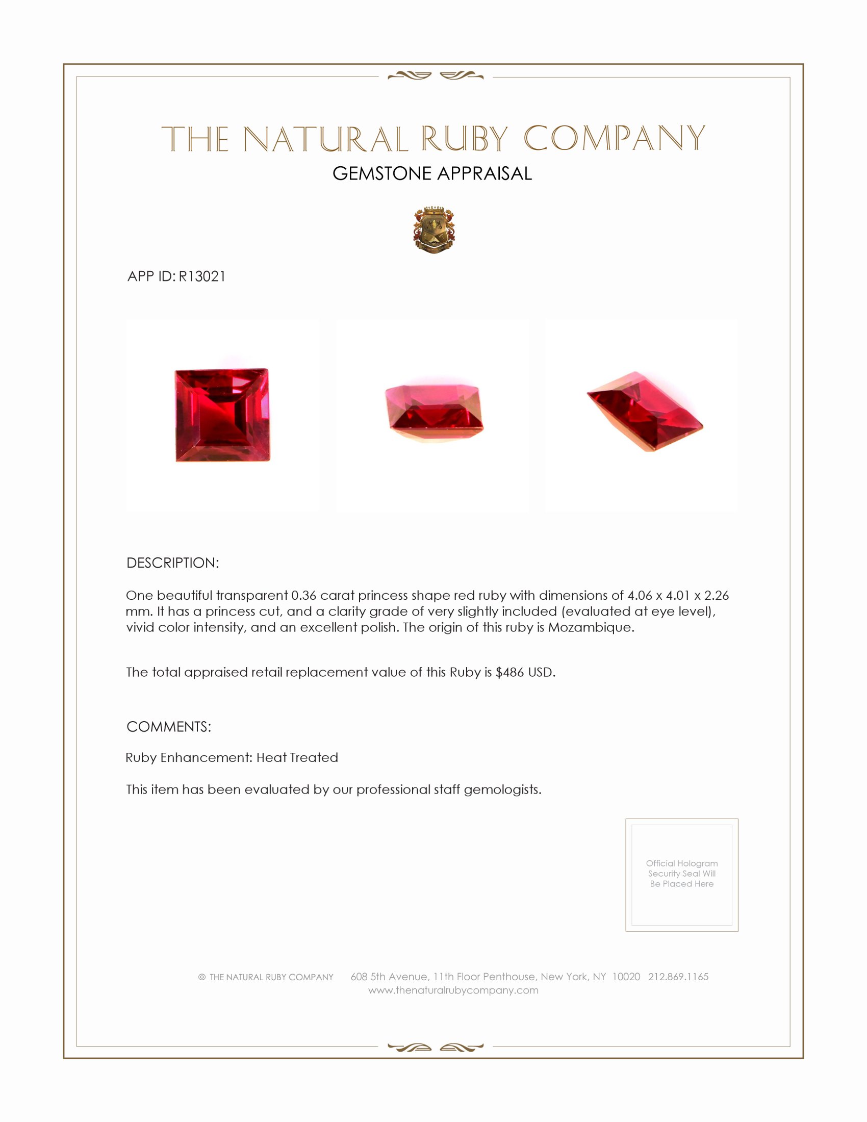 0.36 Ct. Ruby from Mozambique