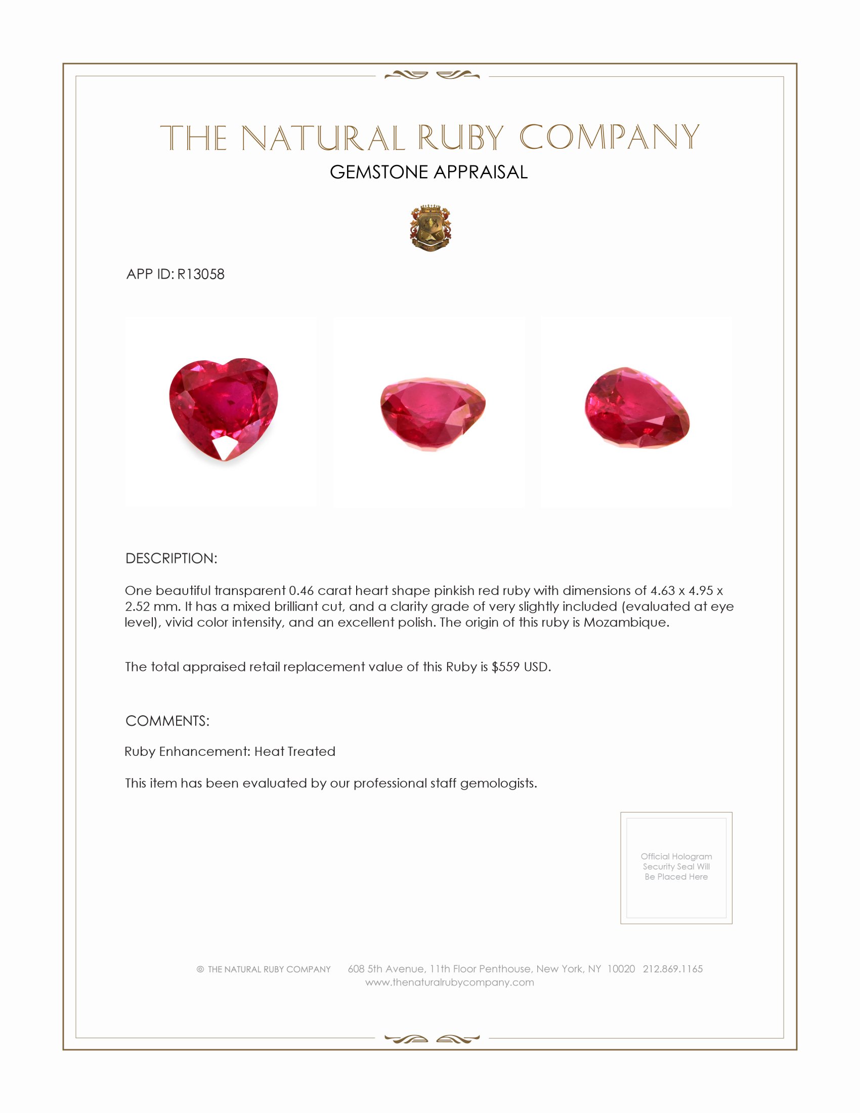 0.46 Ct. Ruby from Mozambique