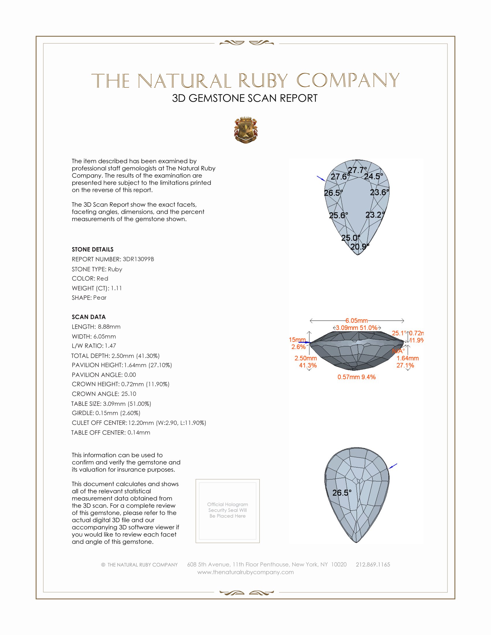 1.11 Ct. Ruby from Mozambique