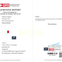 1.04 Ct. Ruby from Mozambique Scan Report