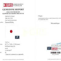 2.45 Ct. Ruby from Mozambique Scan Report