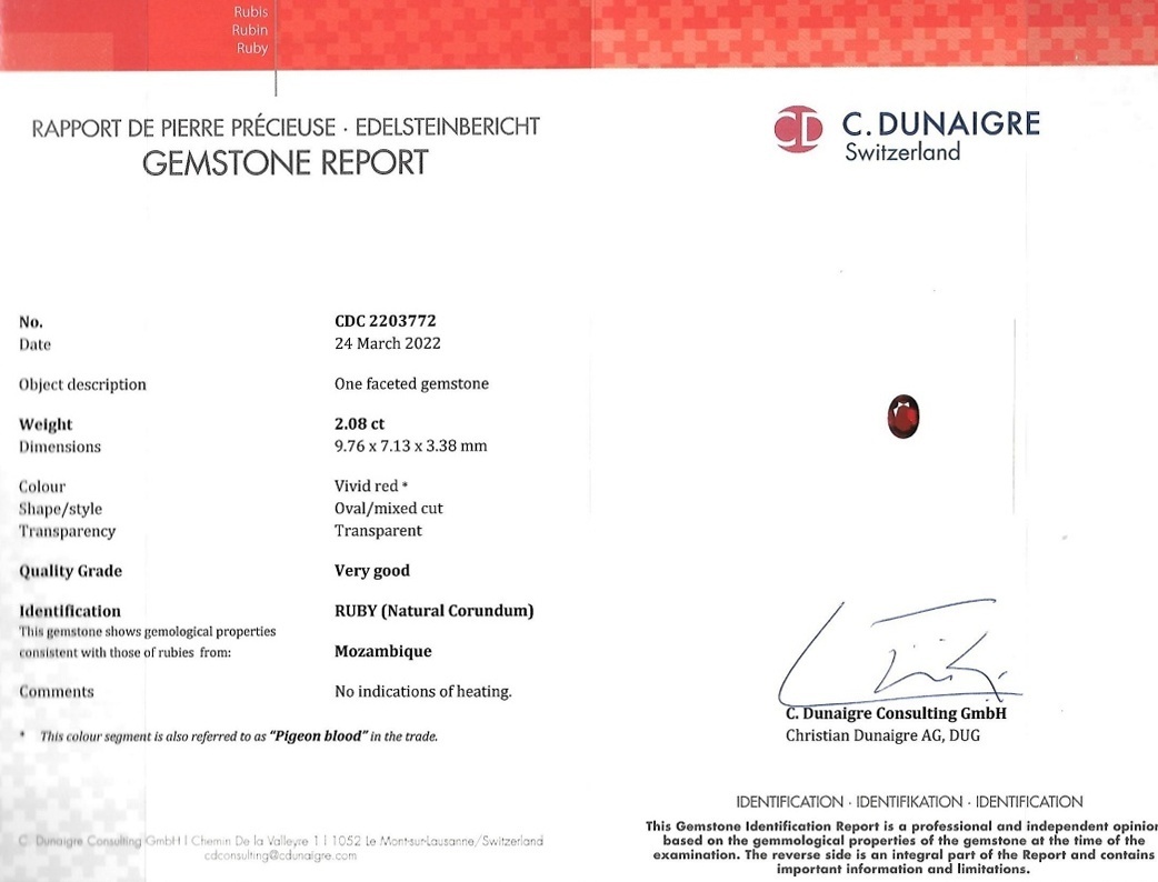 2.08 Ct. Ruby from Mozambique