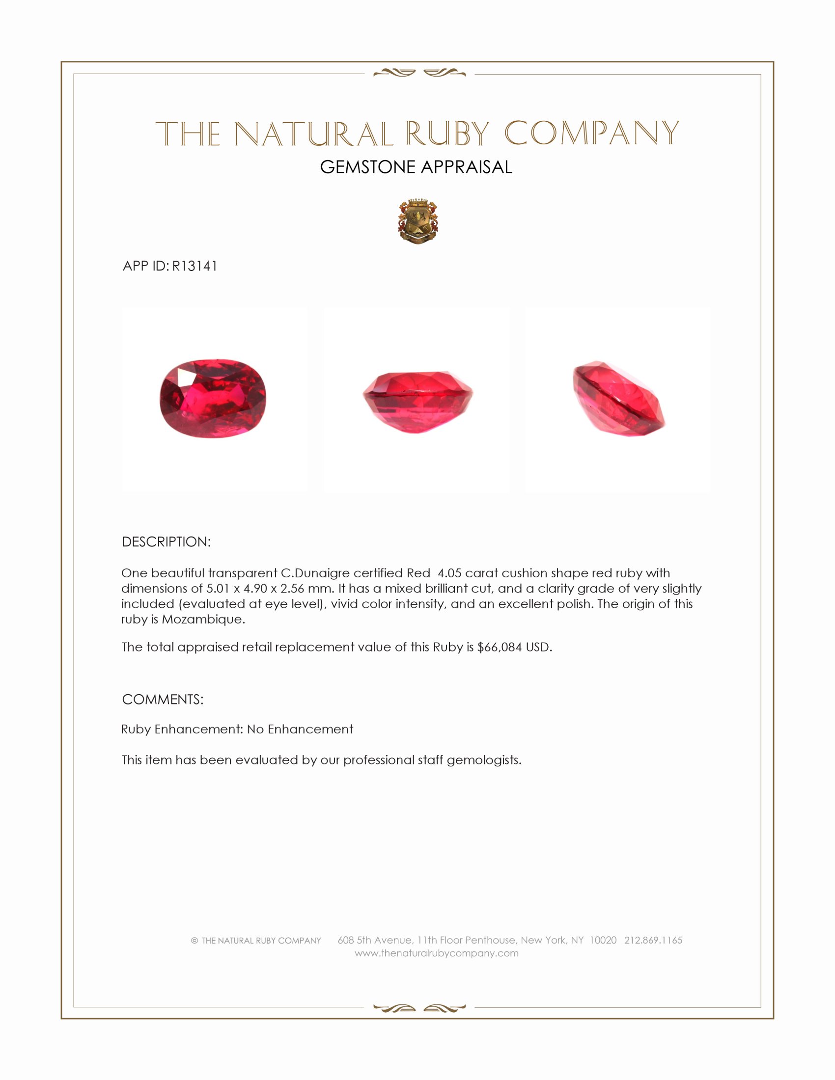 4.05 Ct. Ruby from Mozambique