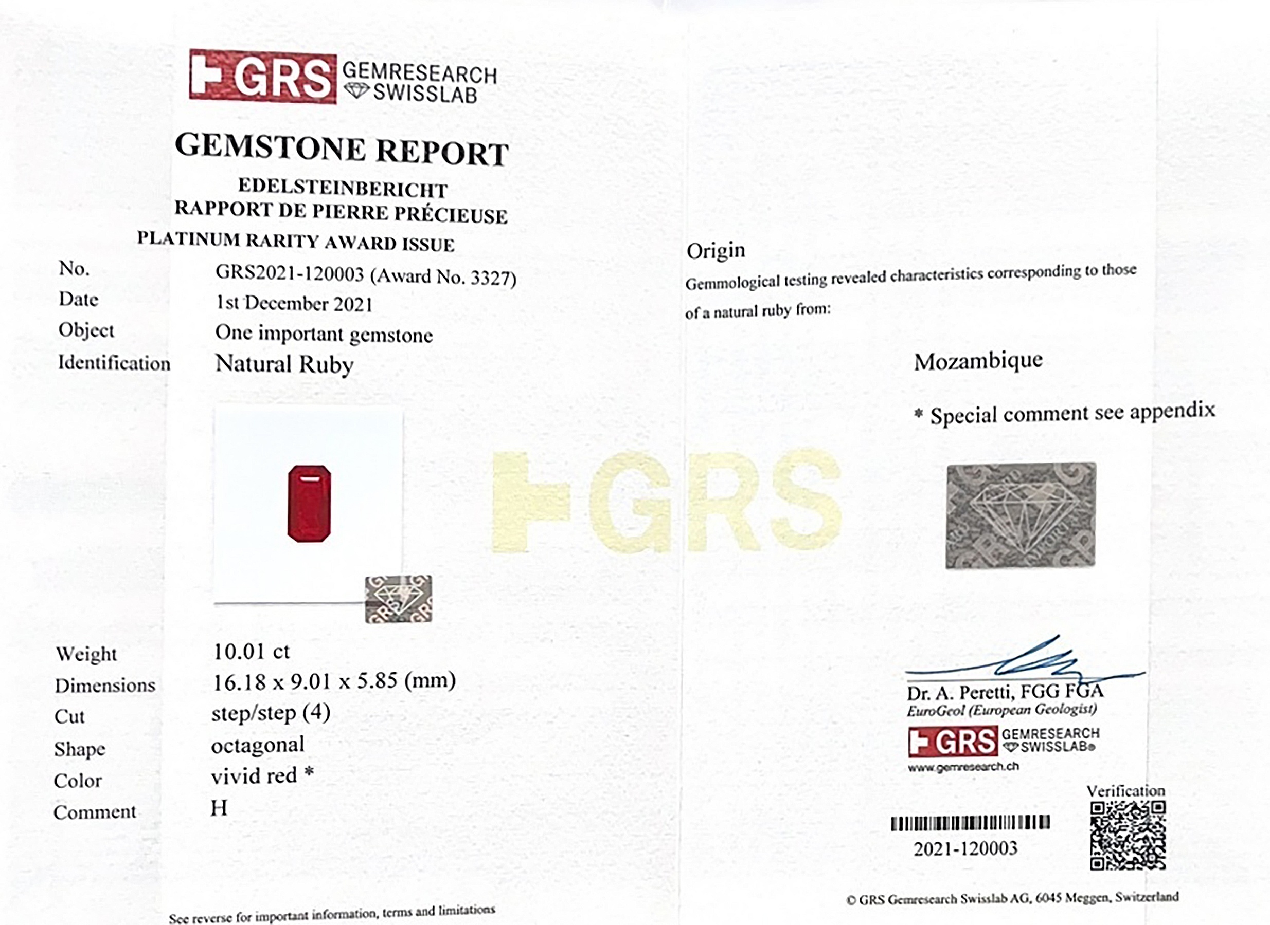 10.01 Ct. Ruby from Mozambique