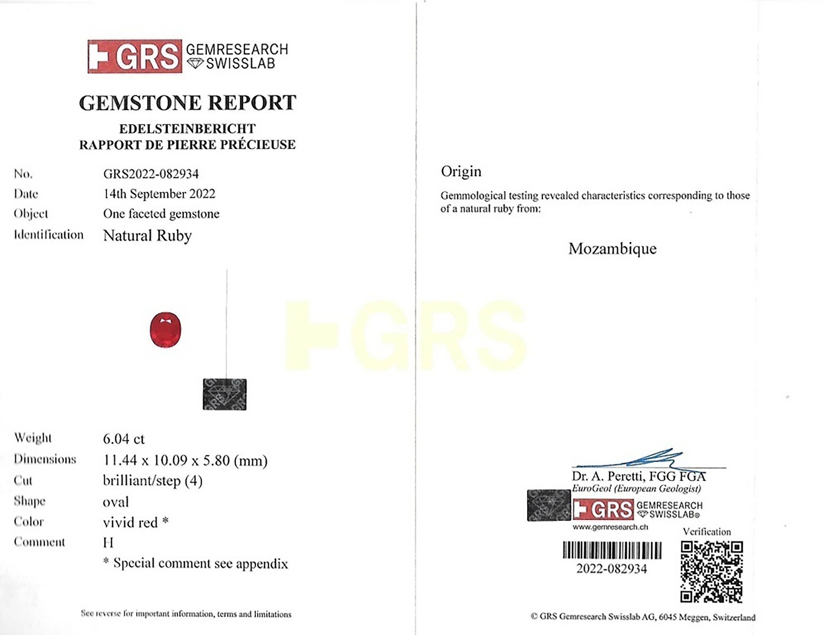 6.04 Ct. Ruby from Mozambique