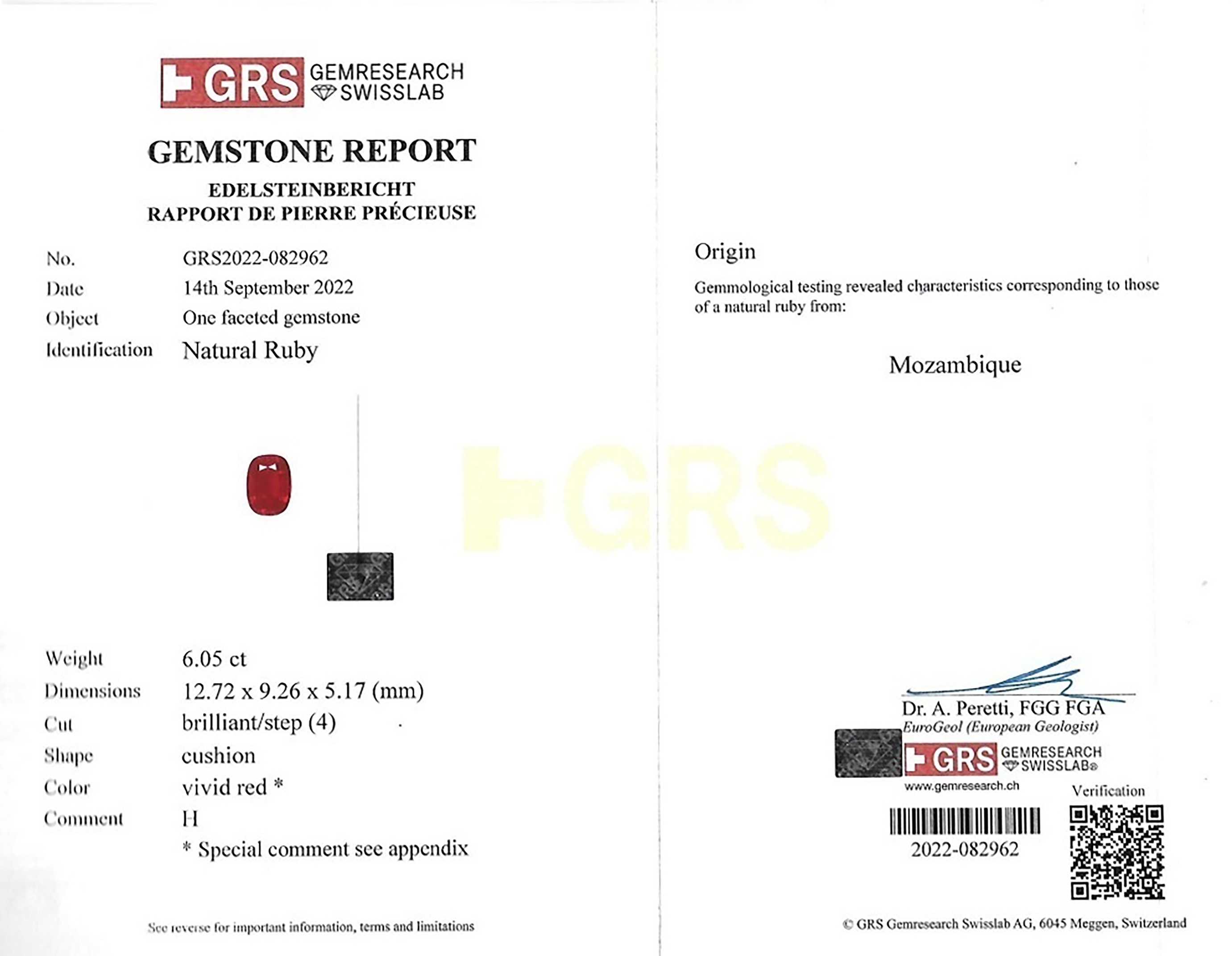 6.05 Ct. Ruby from Mozambique