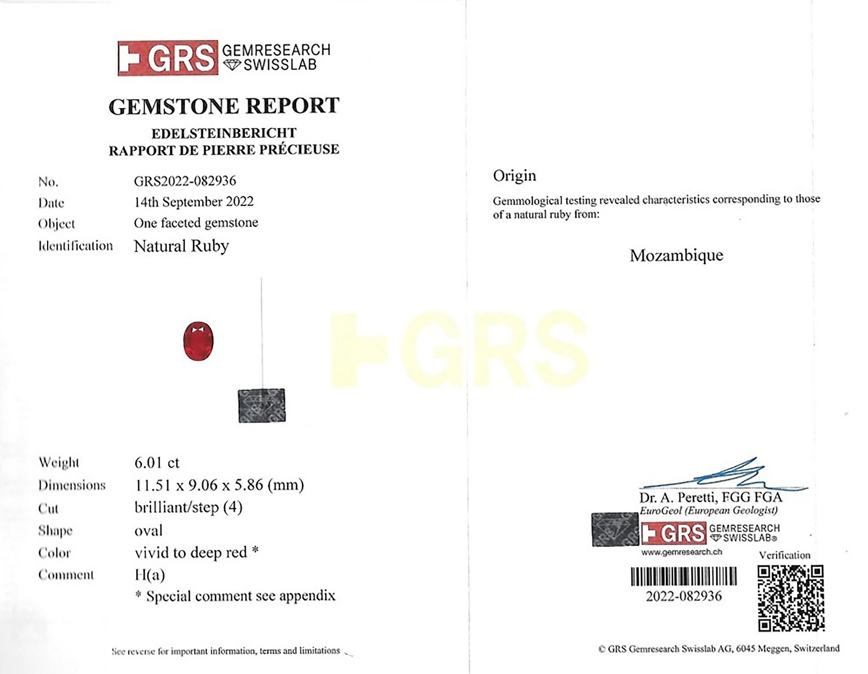 6.01 Ct. Ruby from Mozambique