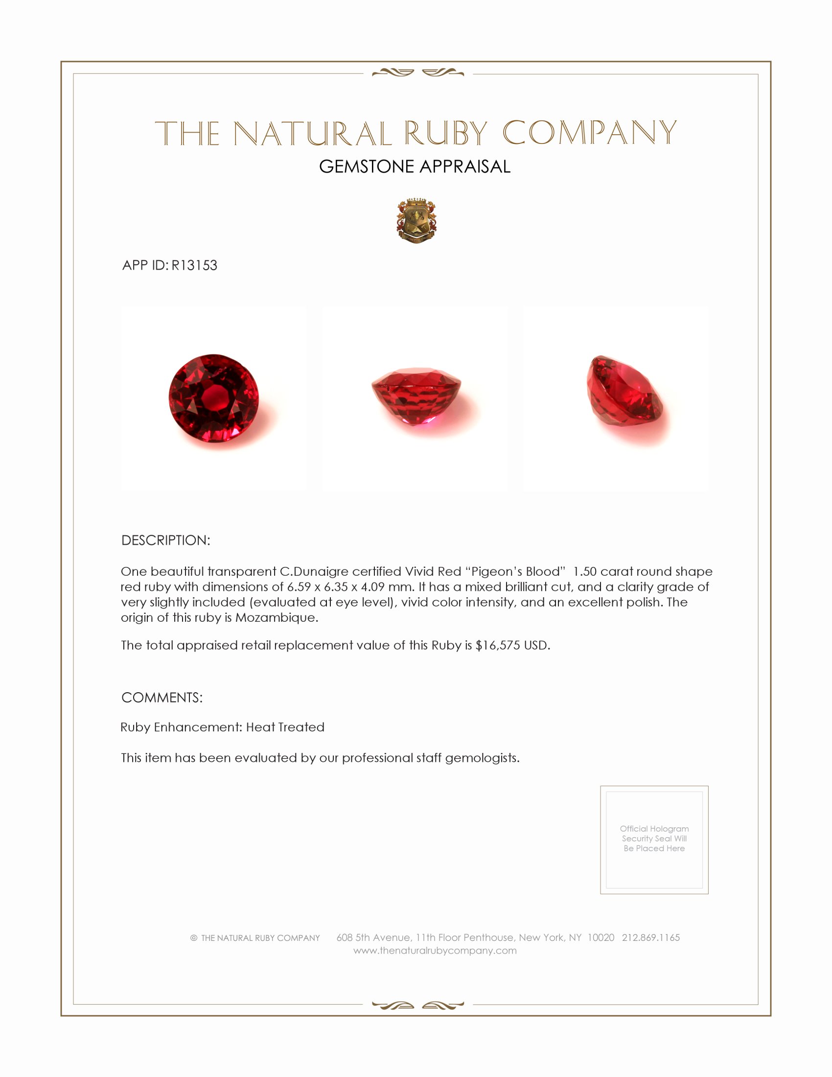 1.50 Ct. Ruby from Mozambique
