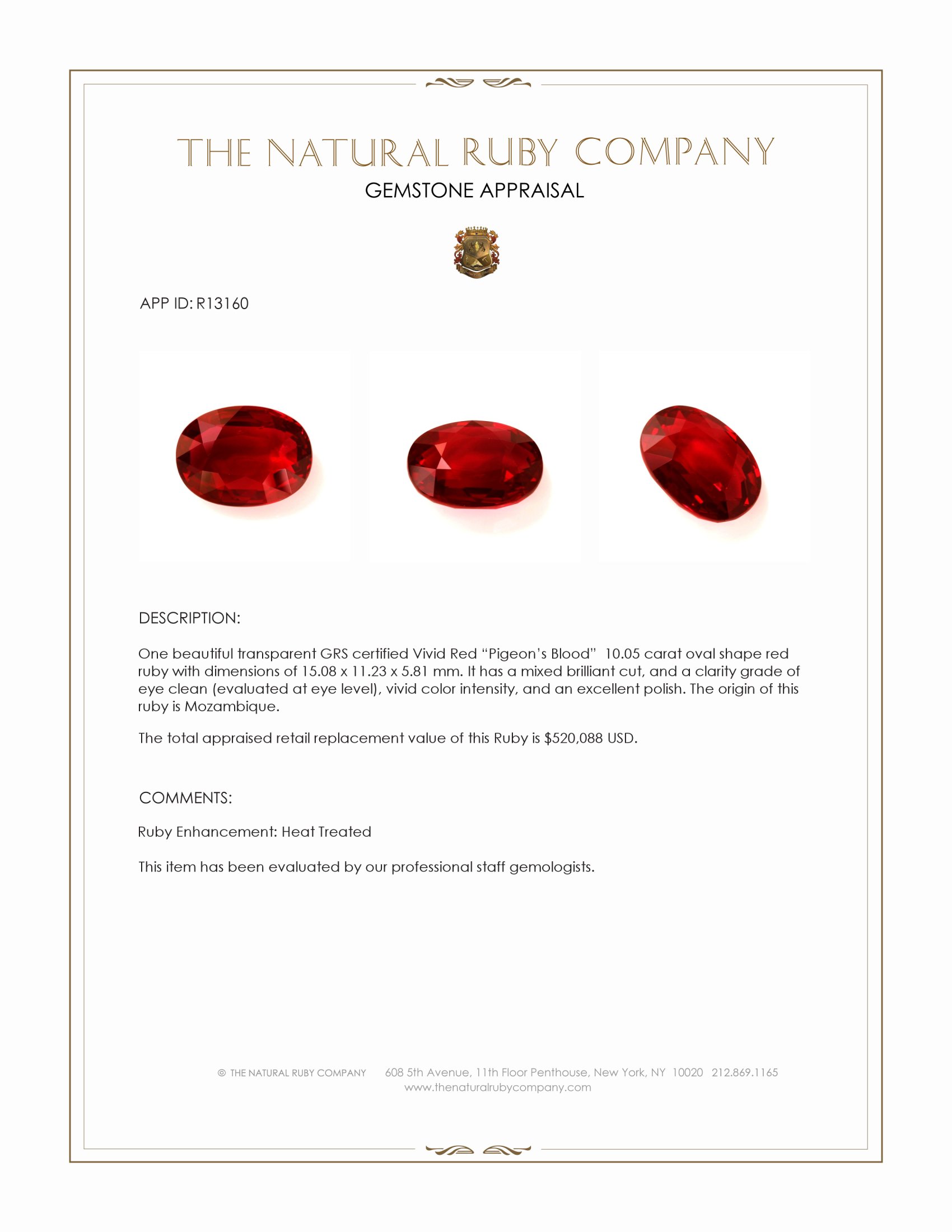10.05 Ct. Ruby from Mozambique
