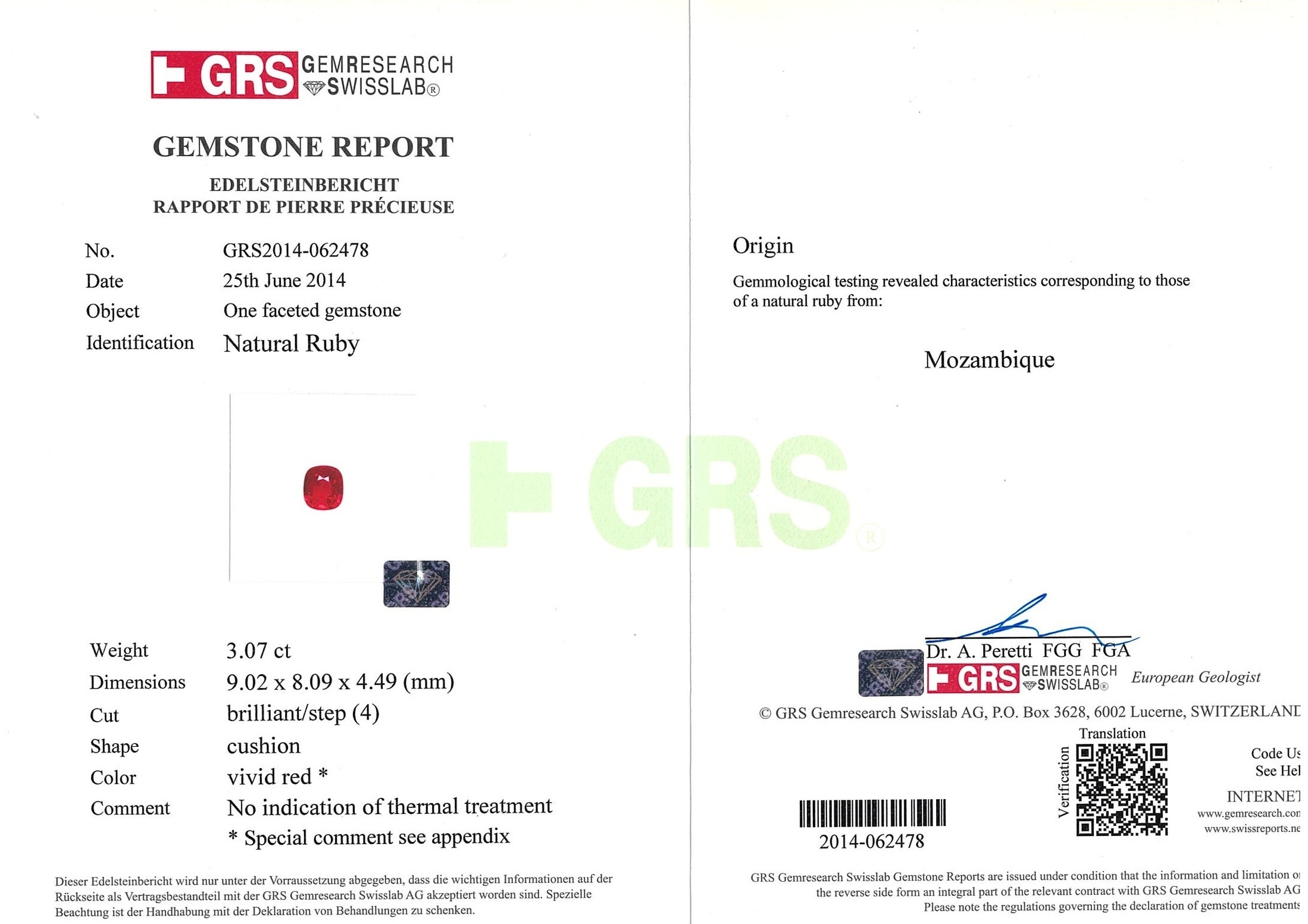 3.07 Ct. Ruby from Mozambique