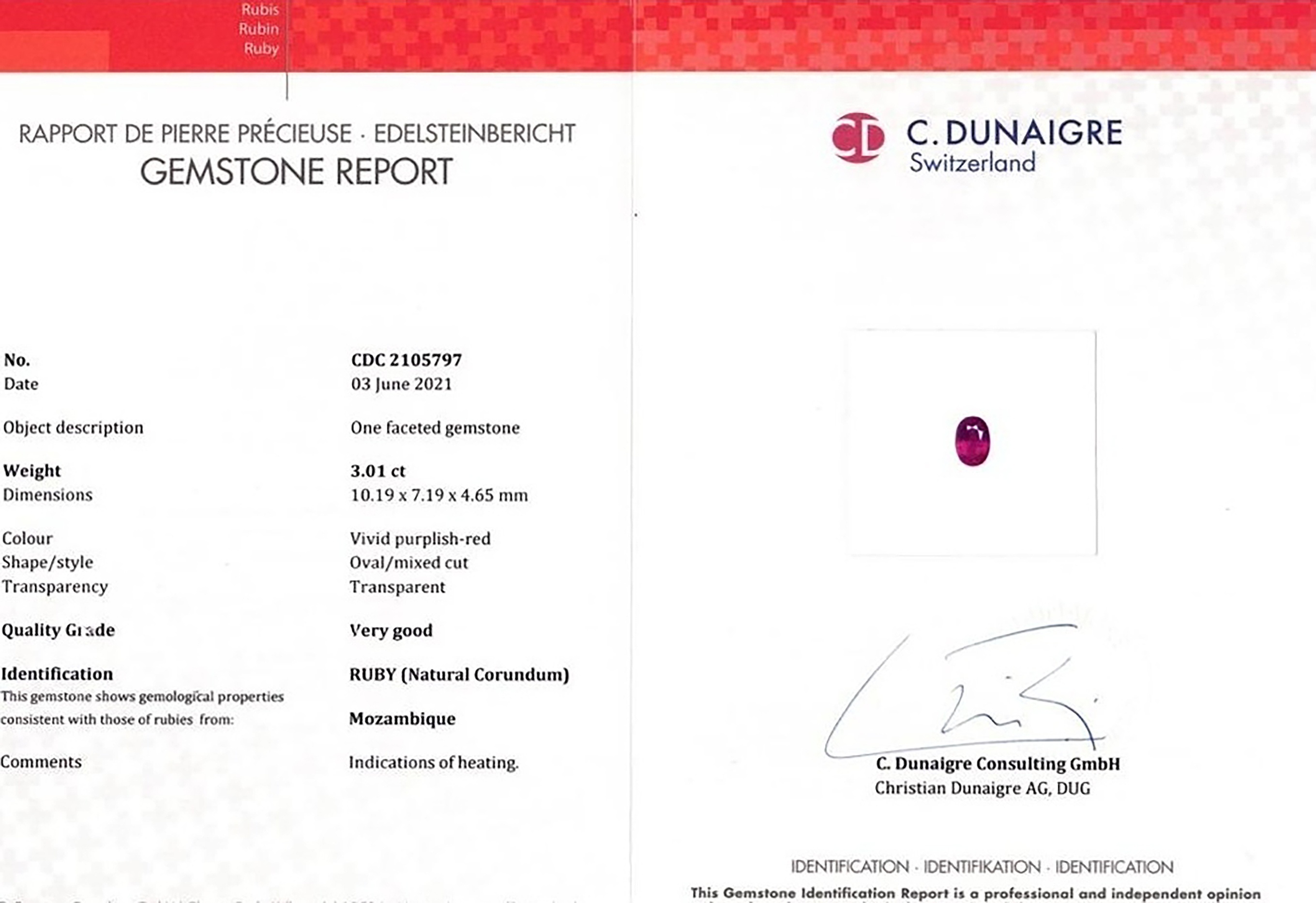 3.01 Ct. Ruby from Mozambique