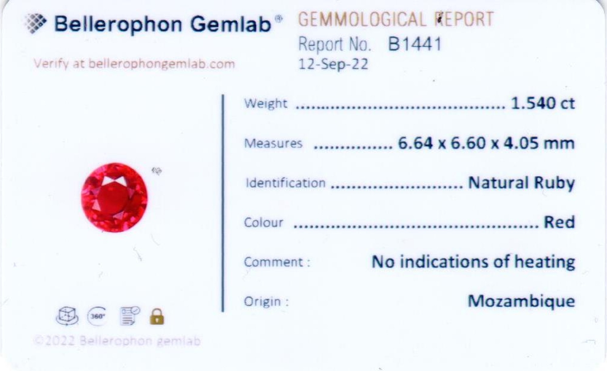 1.54 Ct. Ruby from Mozambique