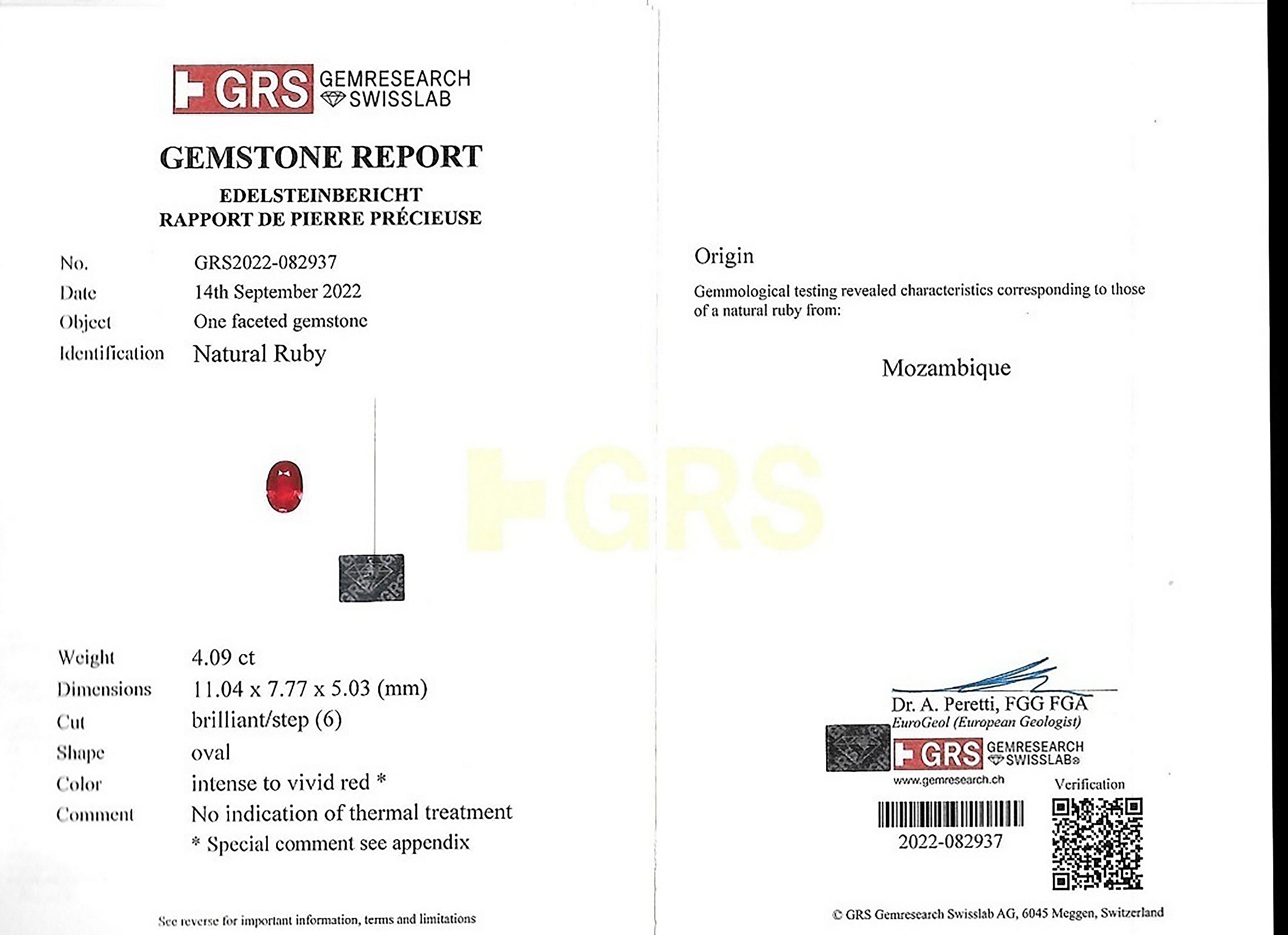 4.09 Ct. Ruby from Mozambique