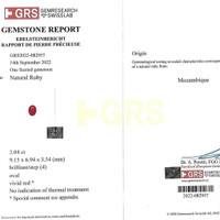 2.04 Ct. Ruby from Mozambique Scan Report