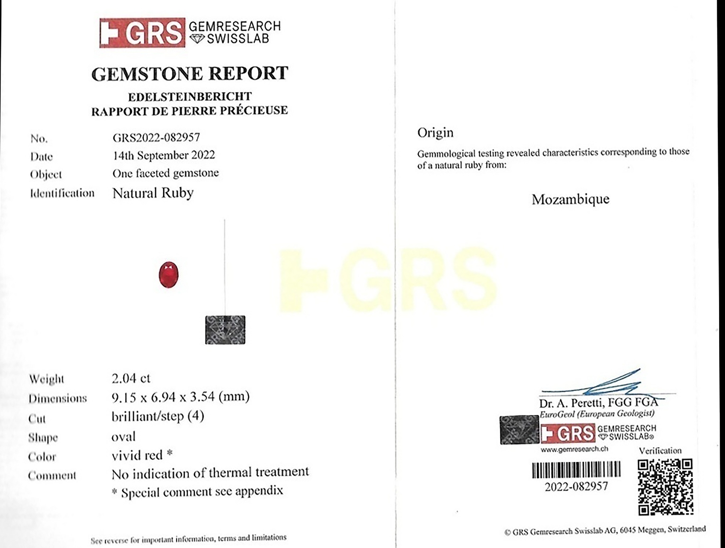 2.04 Ct. Ruby from Mozambique