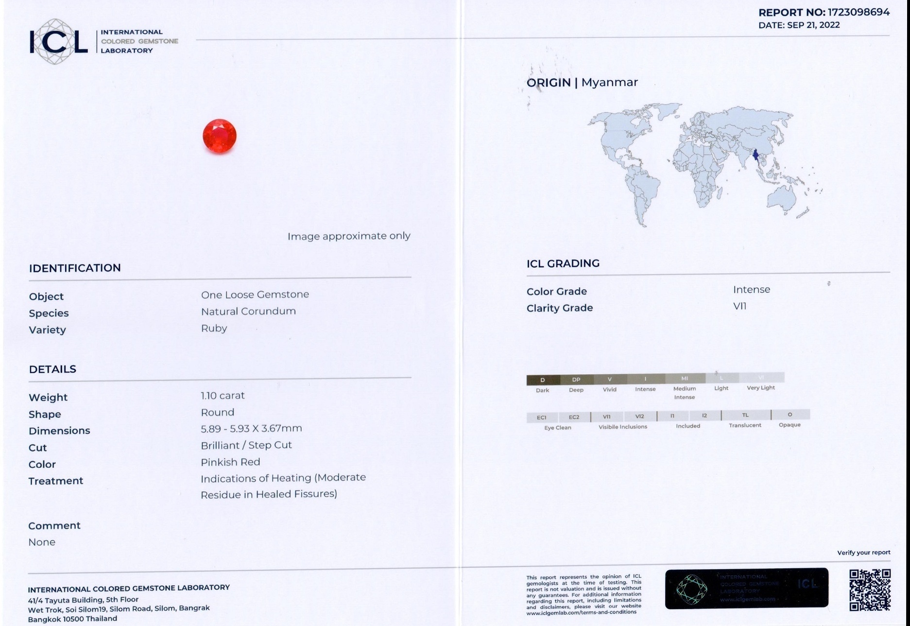1.10 Ct. Ruby from Burma (Myanmar)