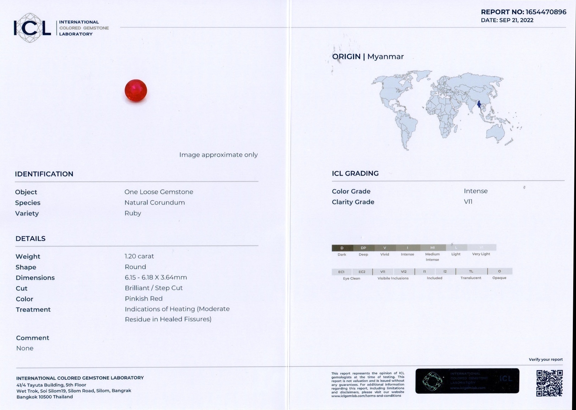 1.20 Ct. Ruby from Burma (Myanmar)