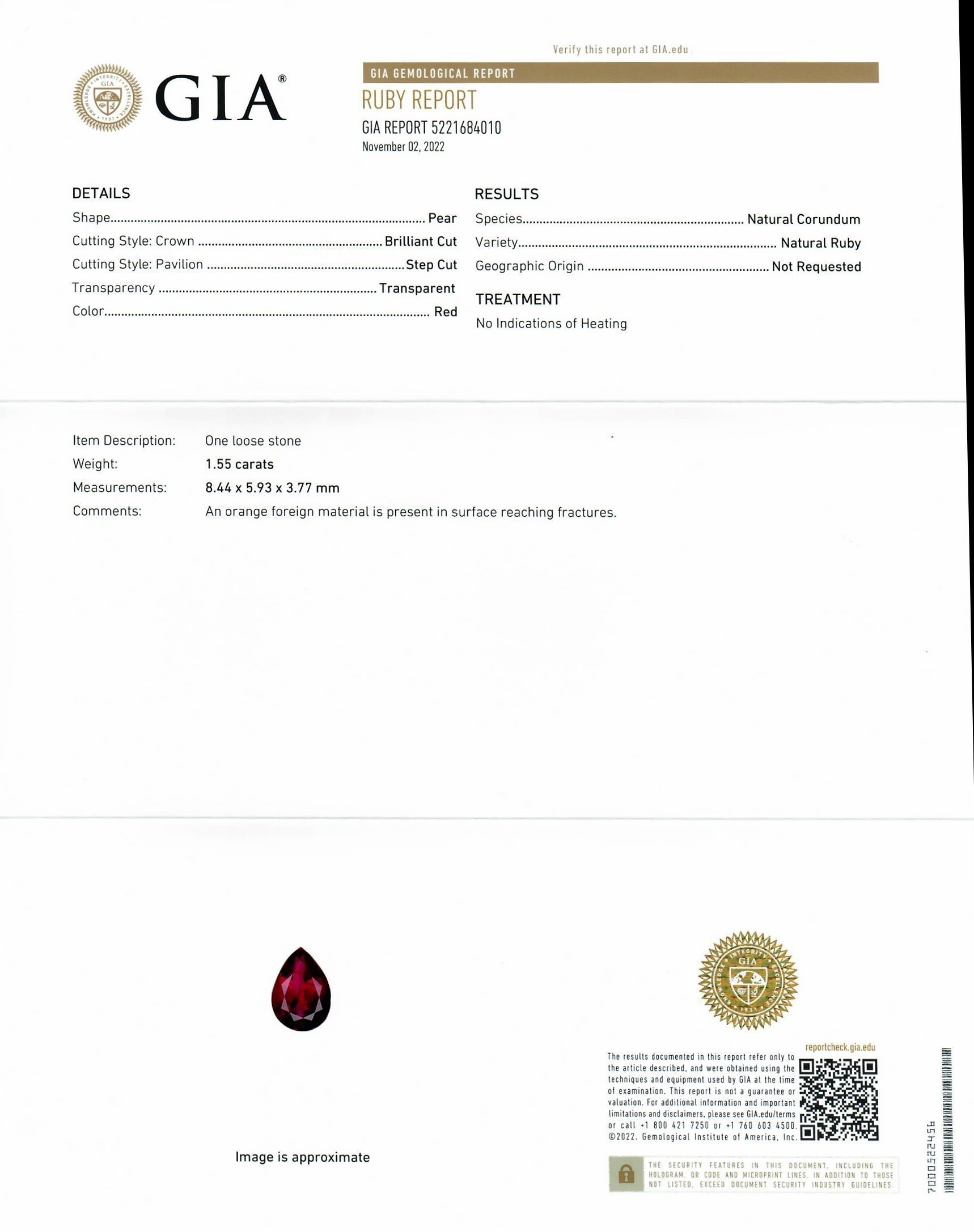 1.55 Ct. Ruby from Mozambique