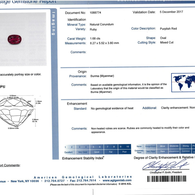 1.68 Ct. Ruby from Burma (Myanmar)