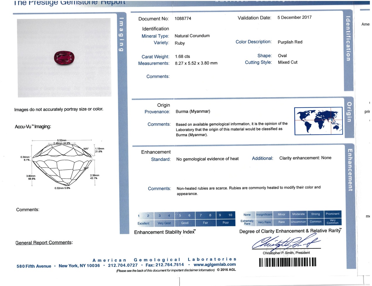 1.68 Ct. Ruby from Burma (Myanmar)