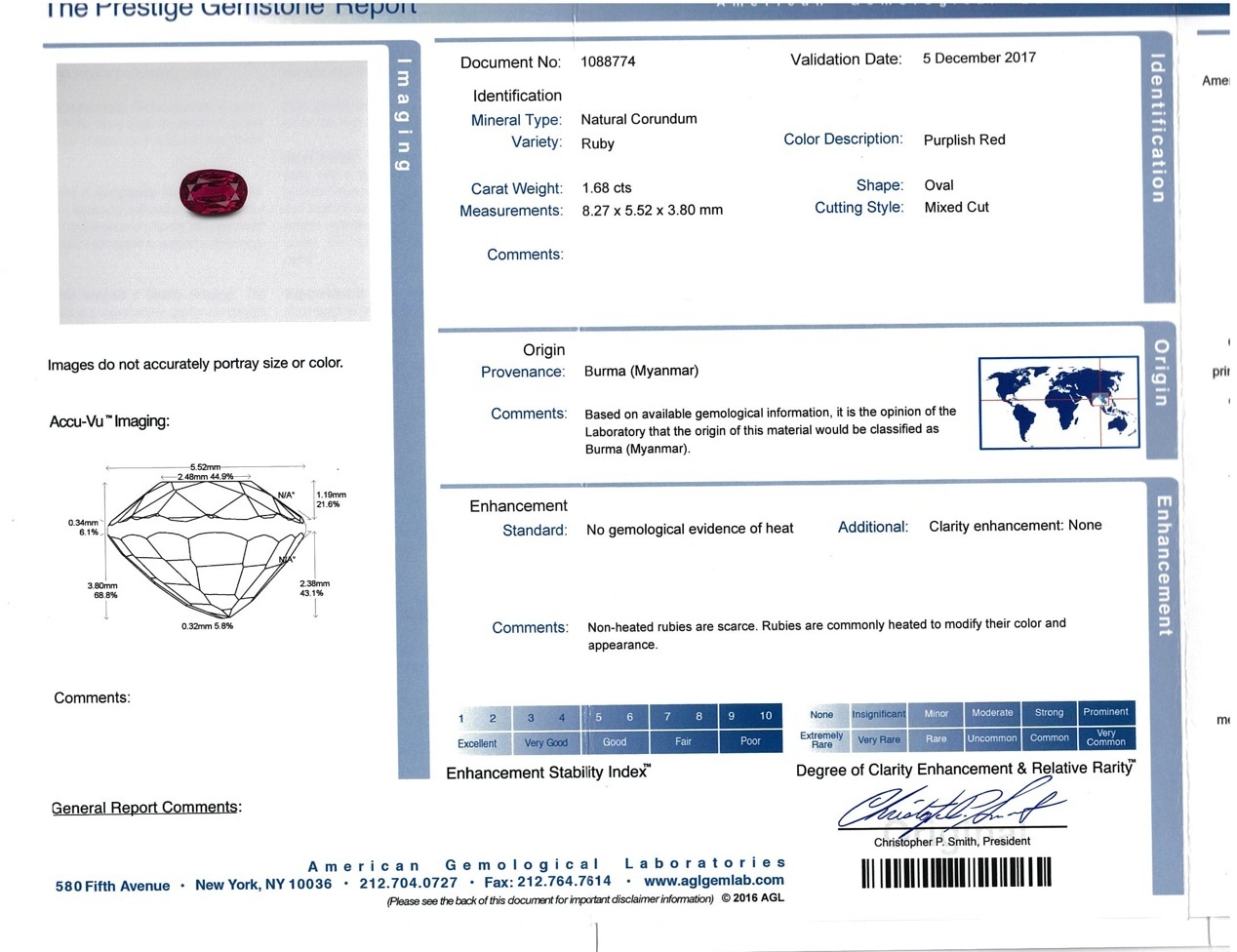 1.68 Ct. Purplish Red Ruby from Burma (Myanmar)