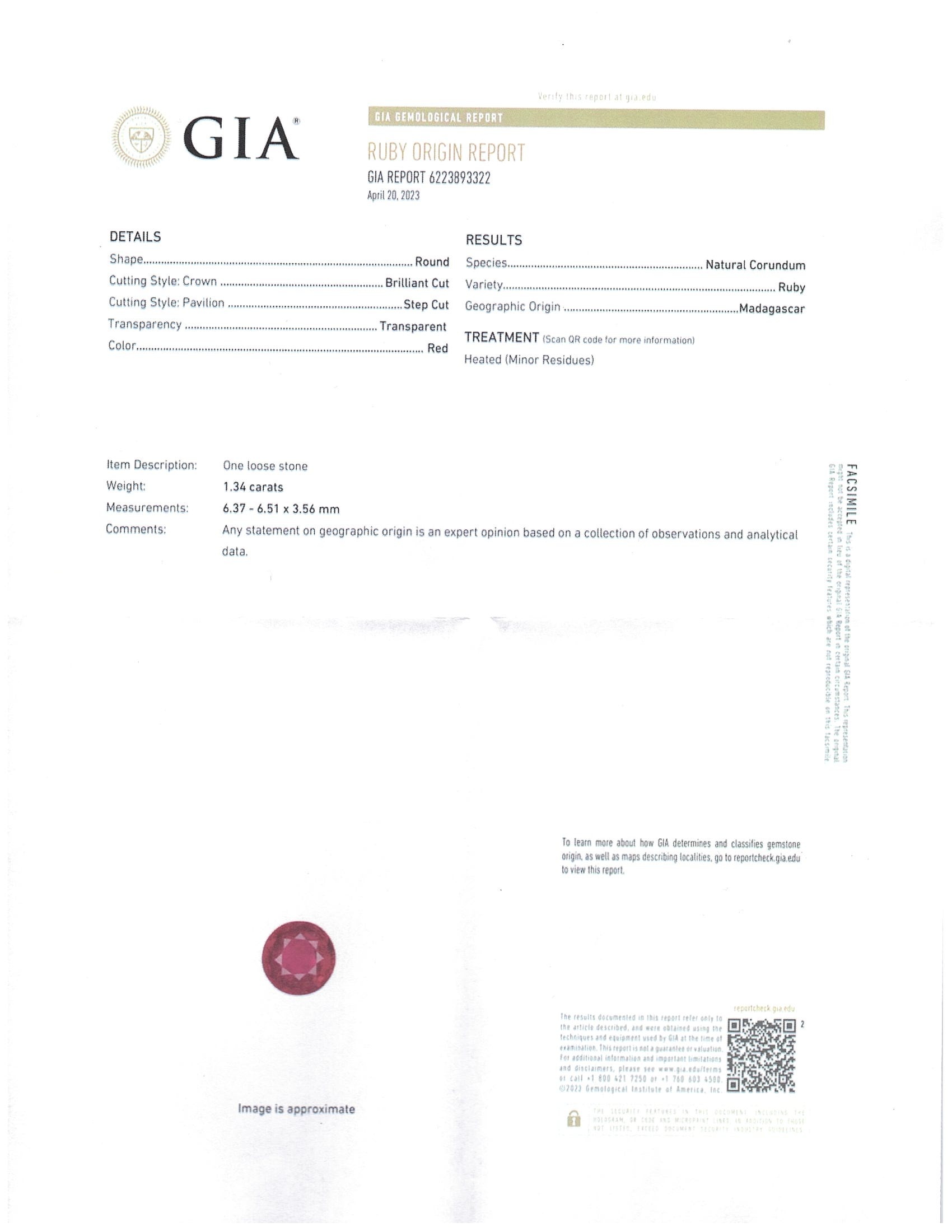 1.34 Ct. Ruby from Madagascar