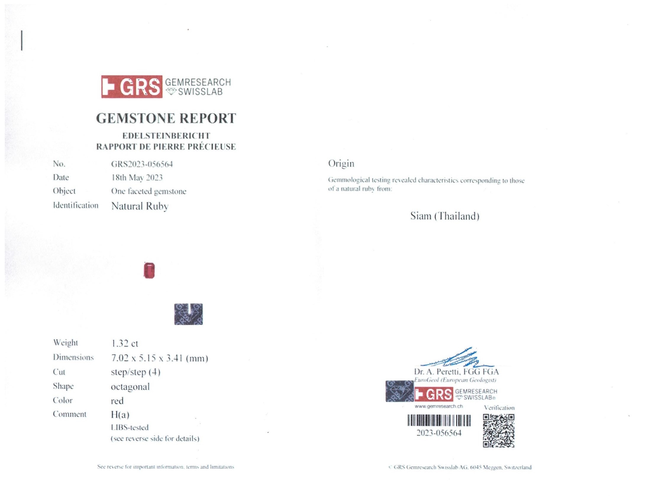 1.32 Ct. Ruby from Thailand