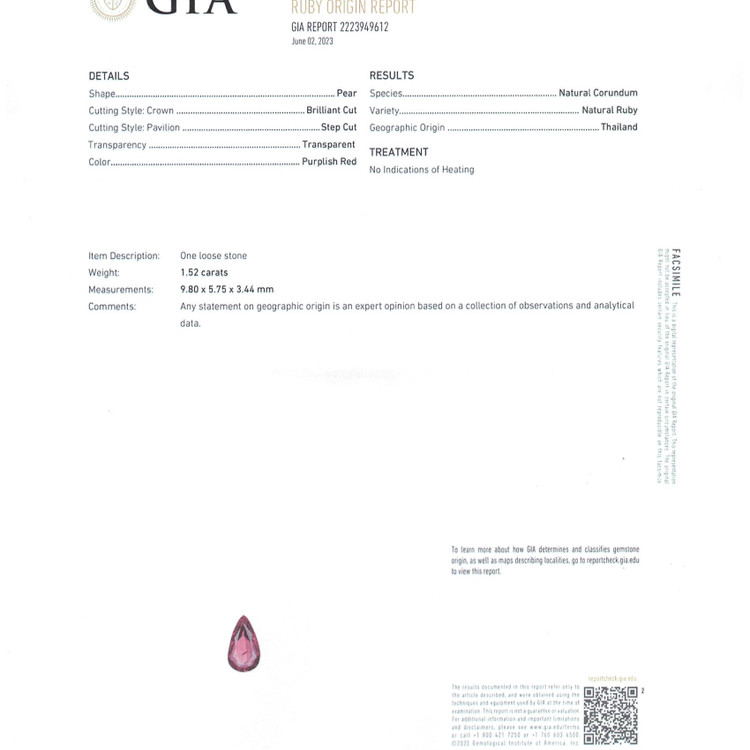 1.52 Ct. Ruby from Thailand
