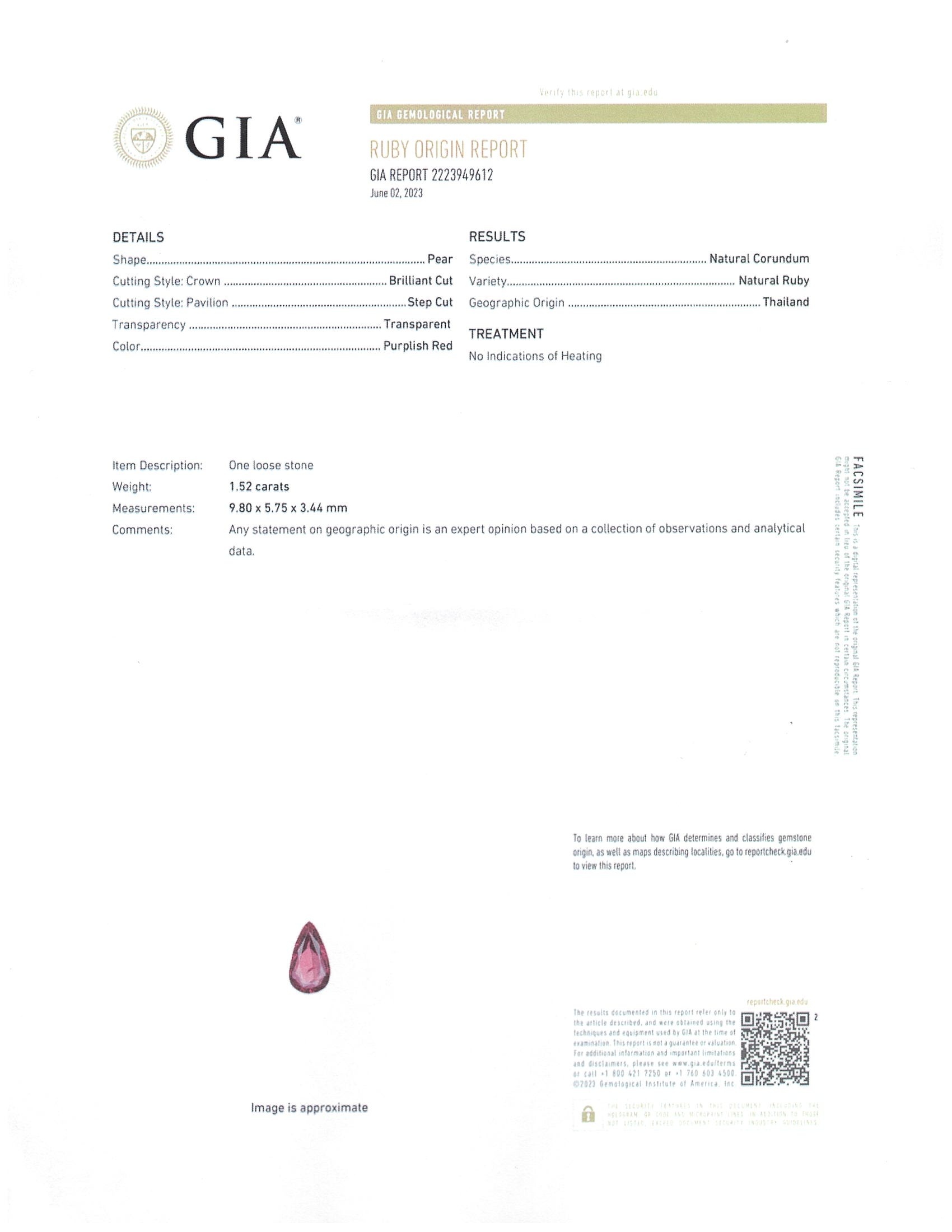 1.52 Ct. Ruby from Thailand