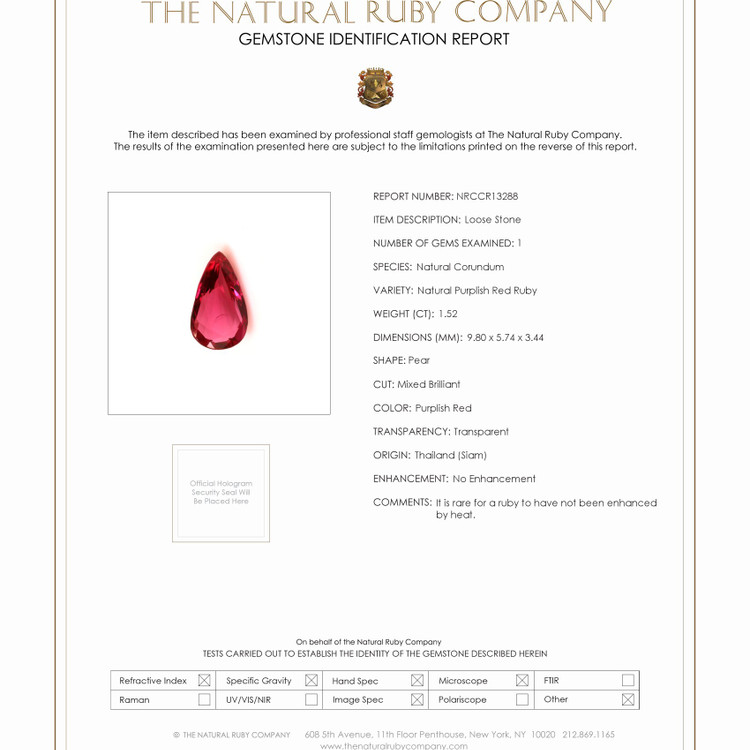 1.52 Ct. Ruby from Thailand