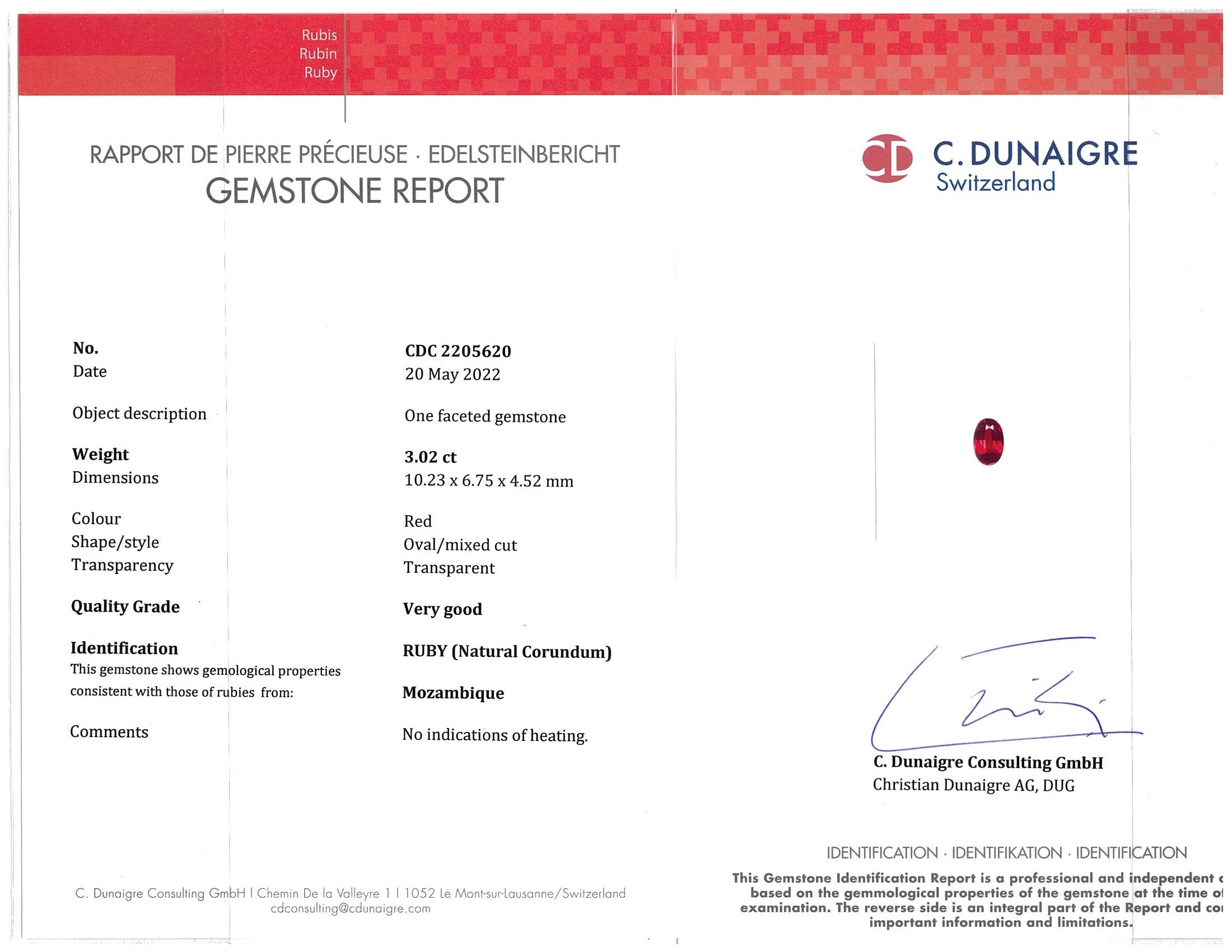 3.02 Ct. Ruby from Mozambique