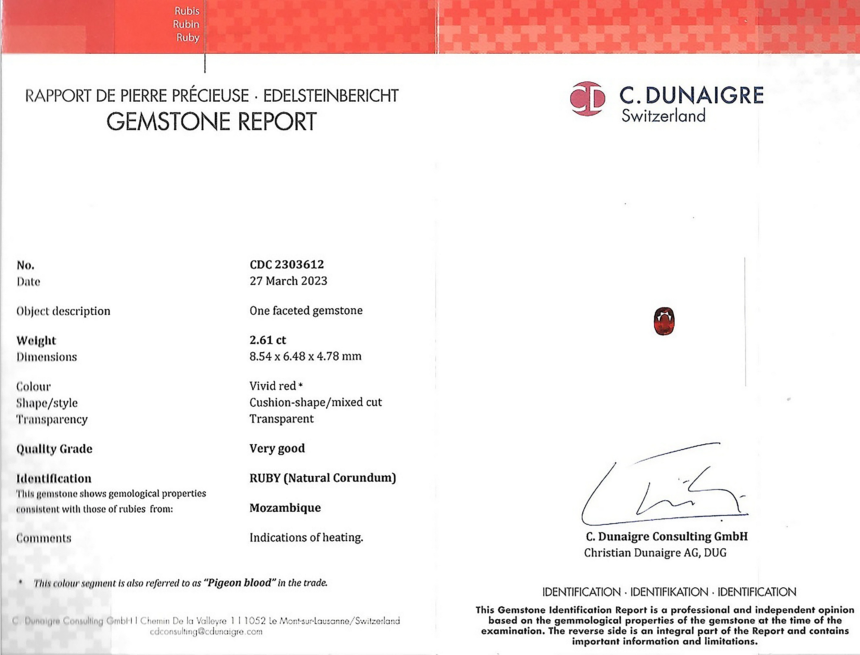 2.61 Ct. Ruby from Mozambique