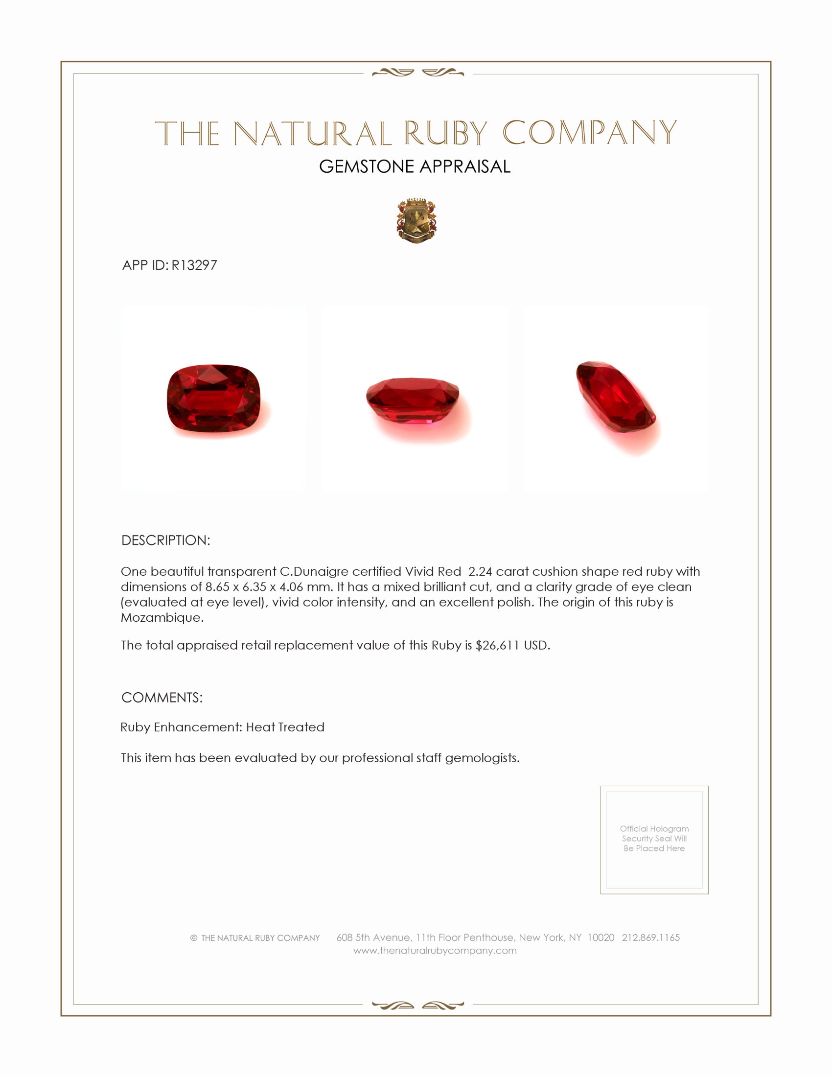 2.24 Ct. Ruby from Mozambique